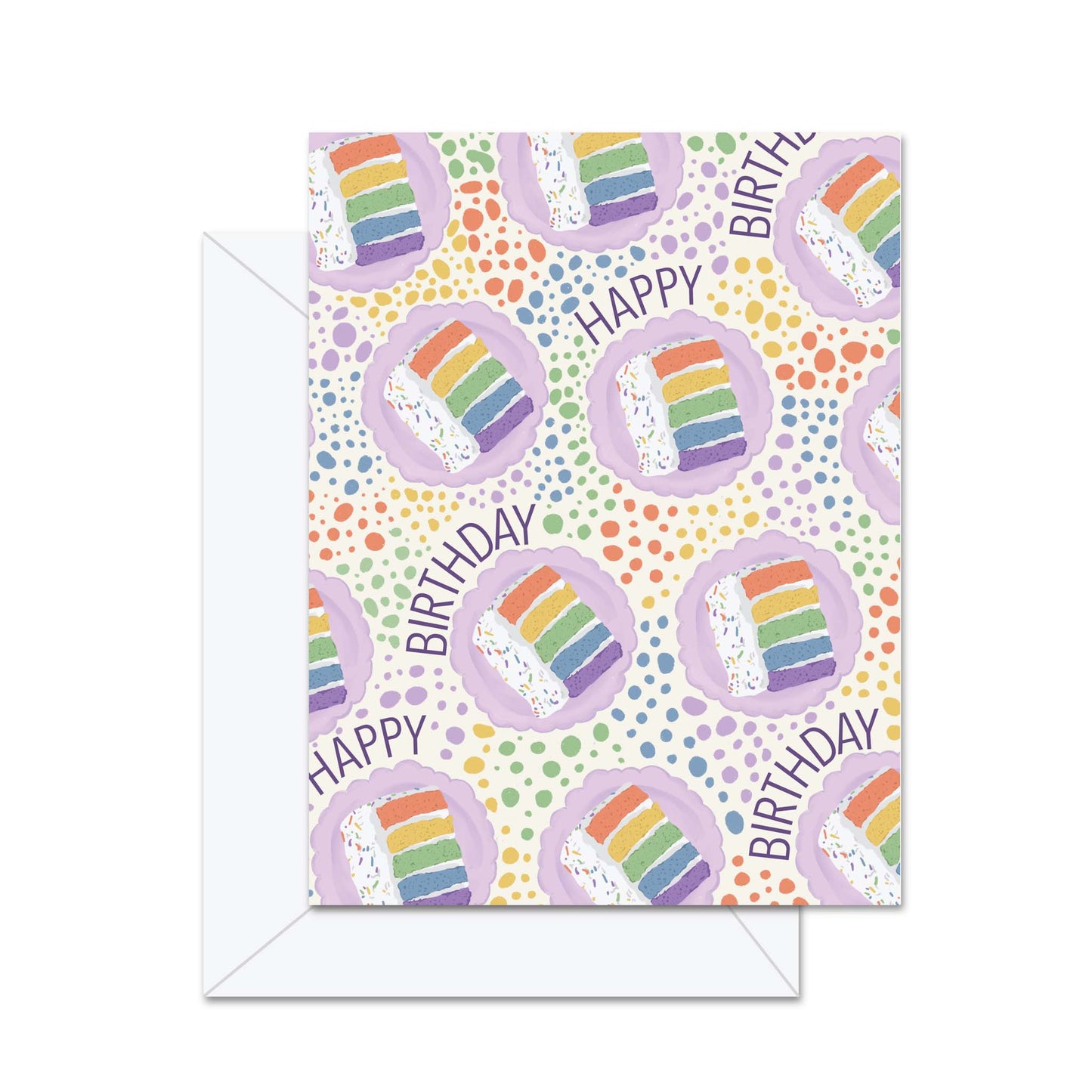 Happy Birthday Rainbow Cake Pattern - Greeting Card