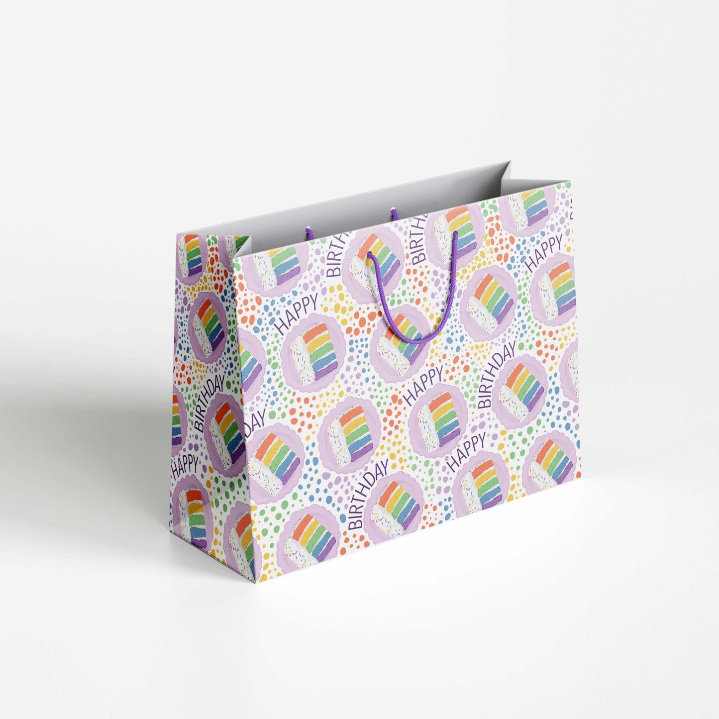 Rainbow Birthday Cake Pattern Gift Bag