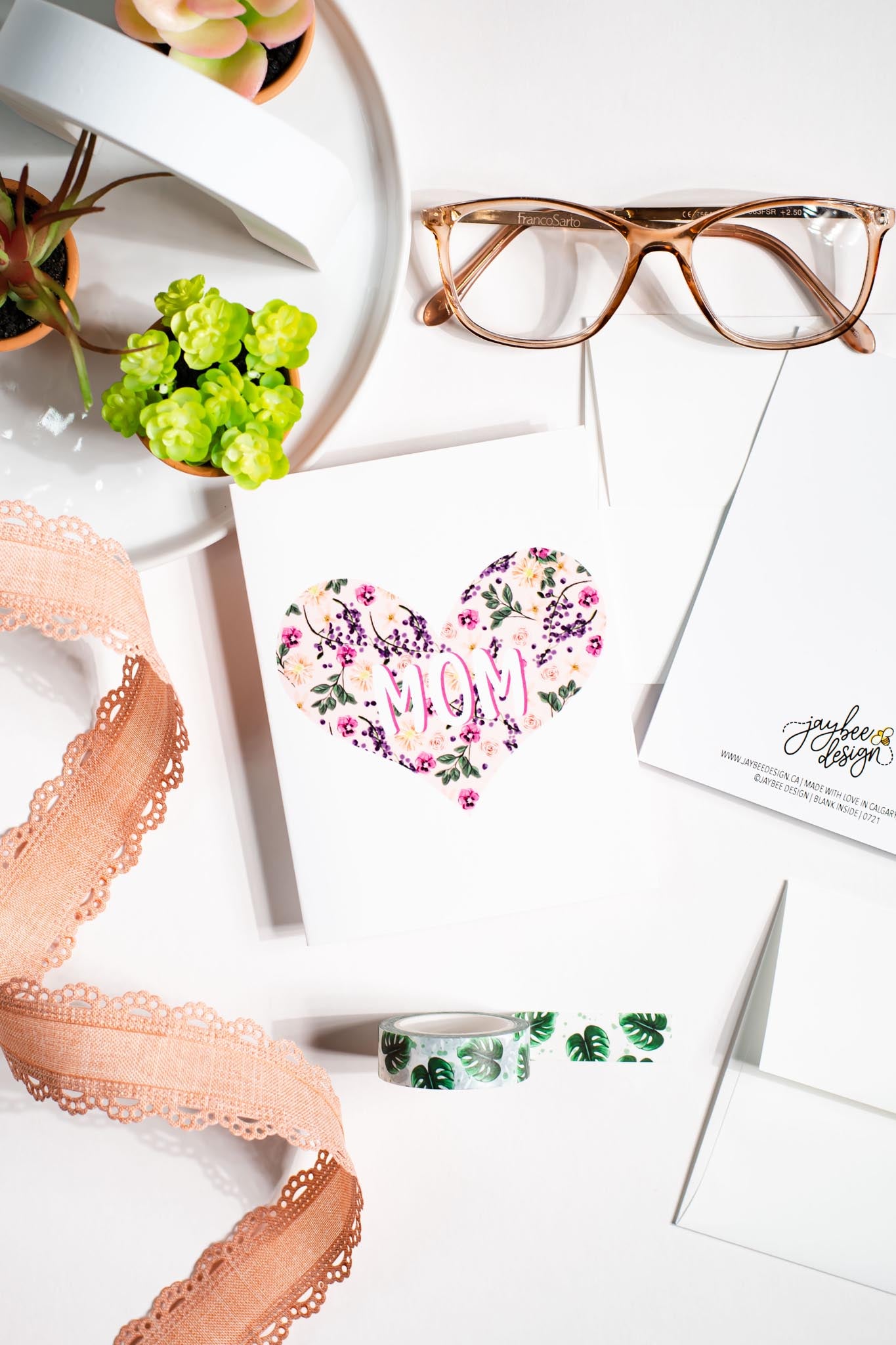 Mom (Floral Heart) - Greeting Card