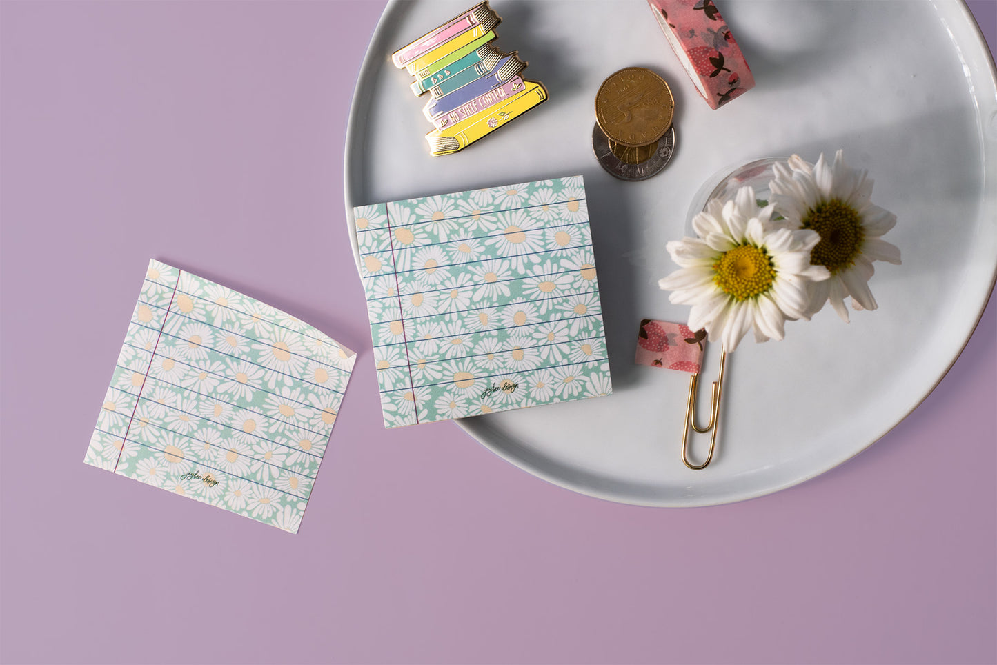 Green Daisies Sticky Notes