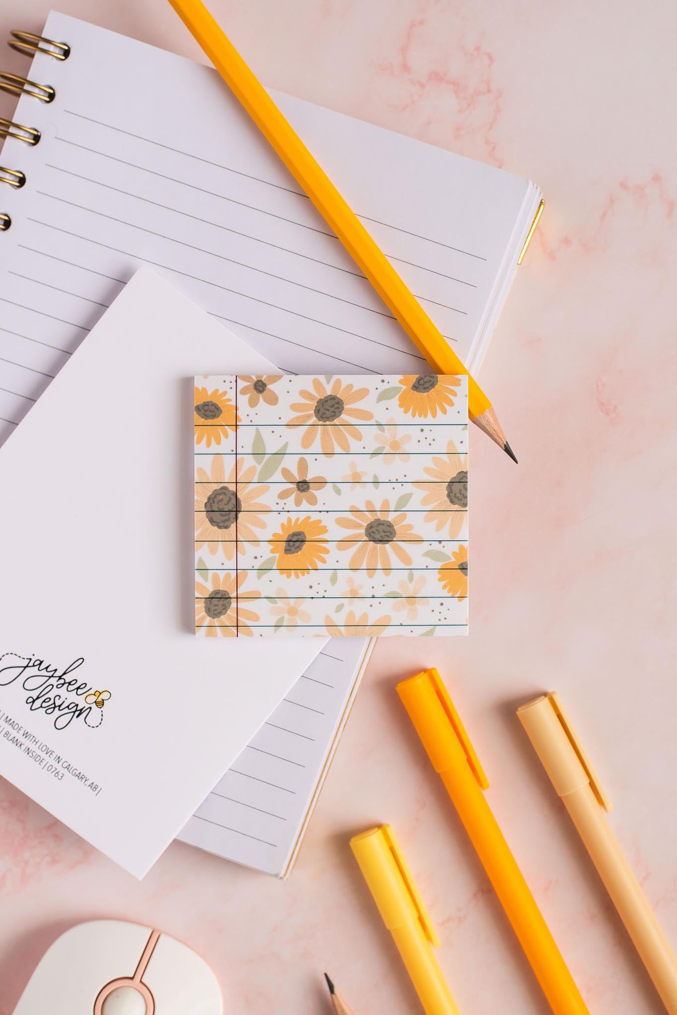 Sunflower Lined Sticky Notes