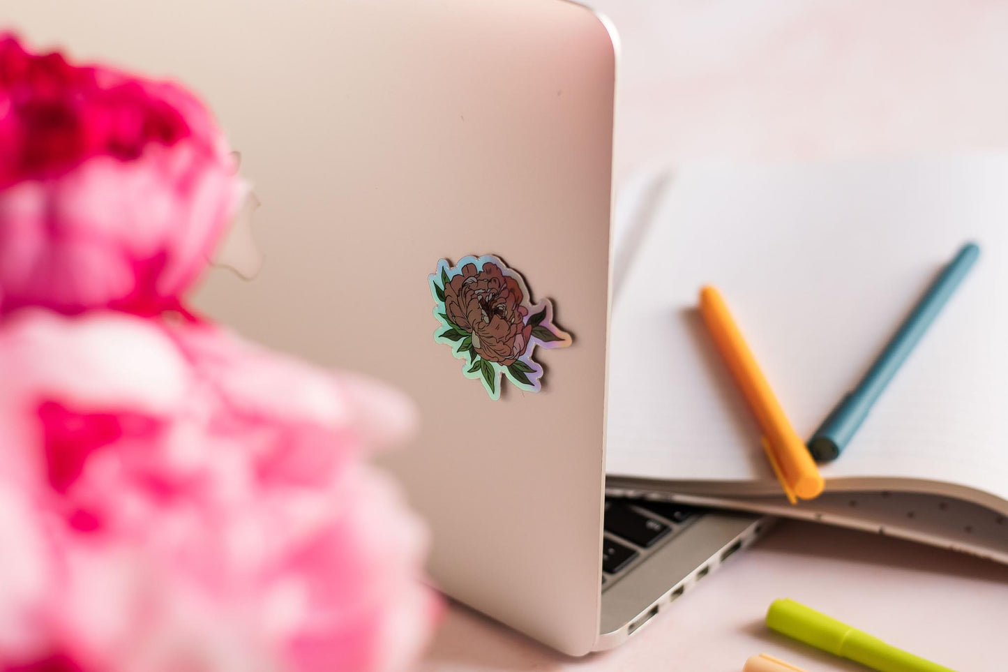 Peonies Holographic Sticker