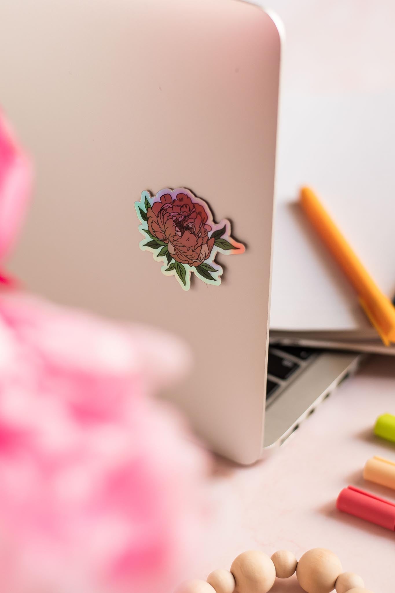 Peonies Holographic Sticker