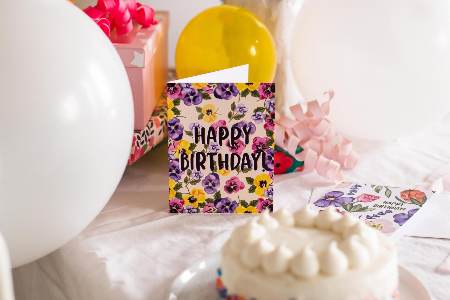 Happy Birthday (Pansies) - Greeting Card