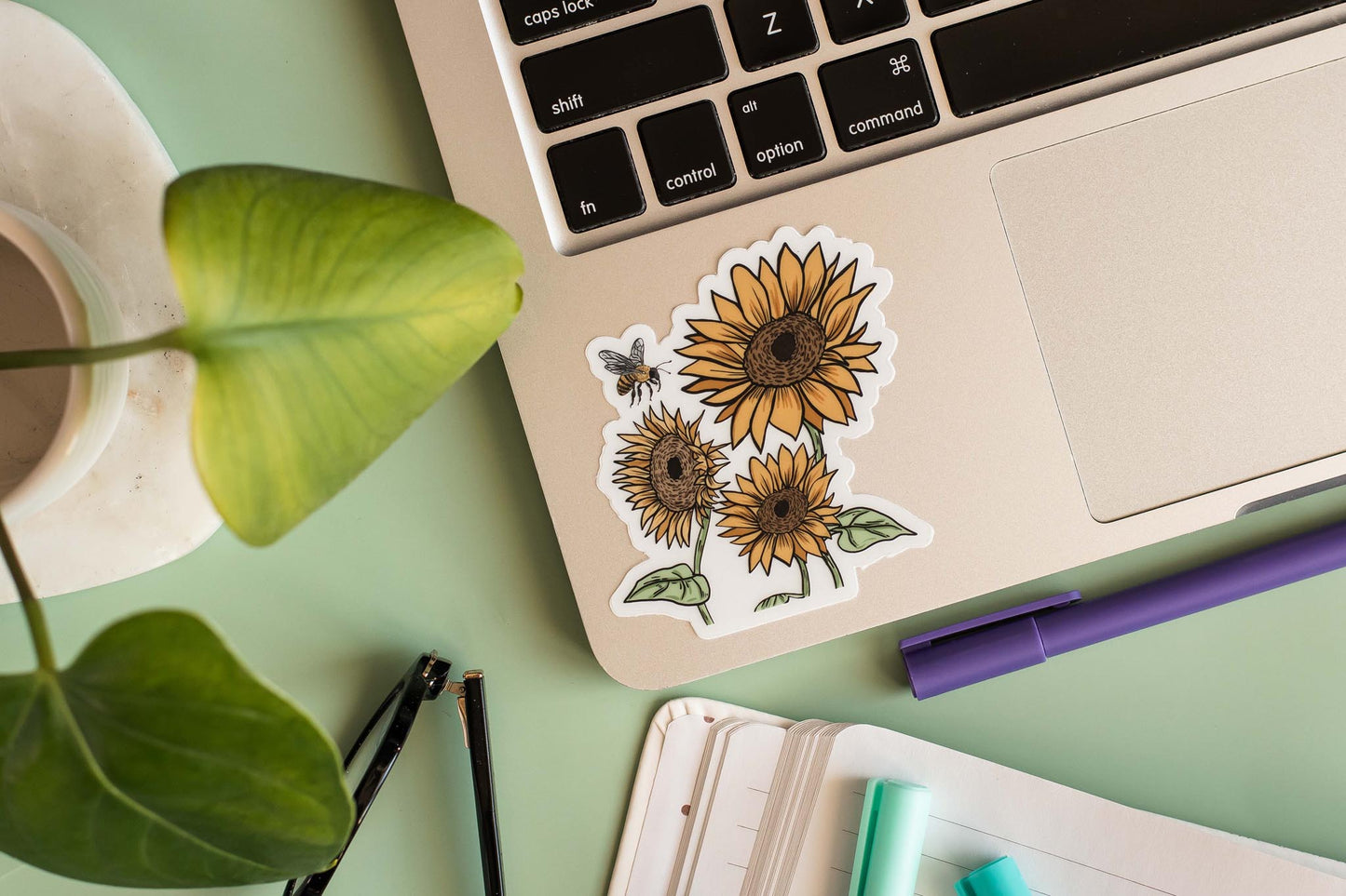 Sunflower & Bee Clear Matte Sticker