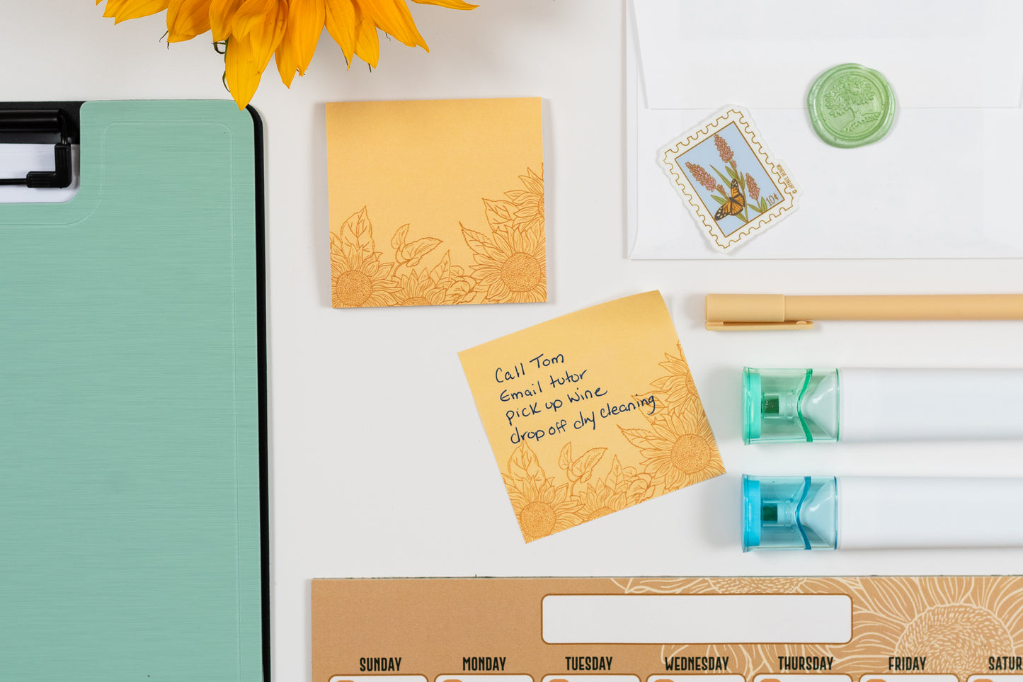 Golden Sunflower Sticky Notes