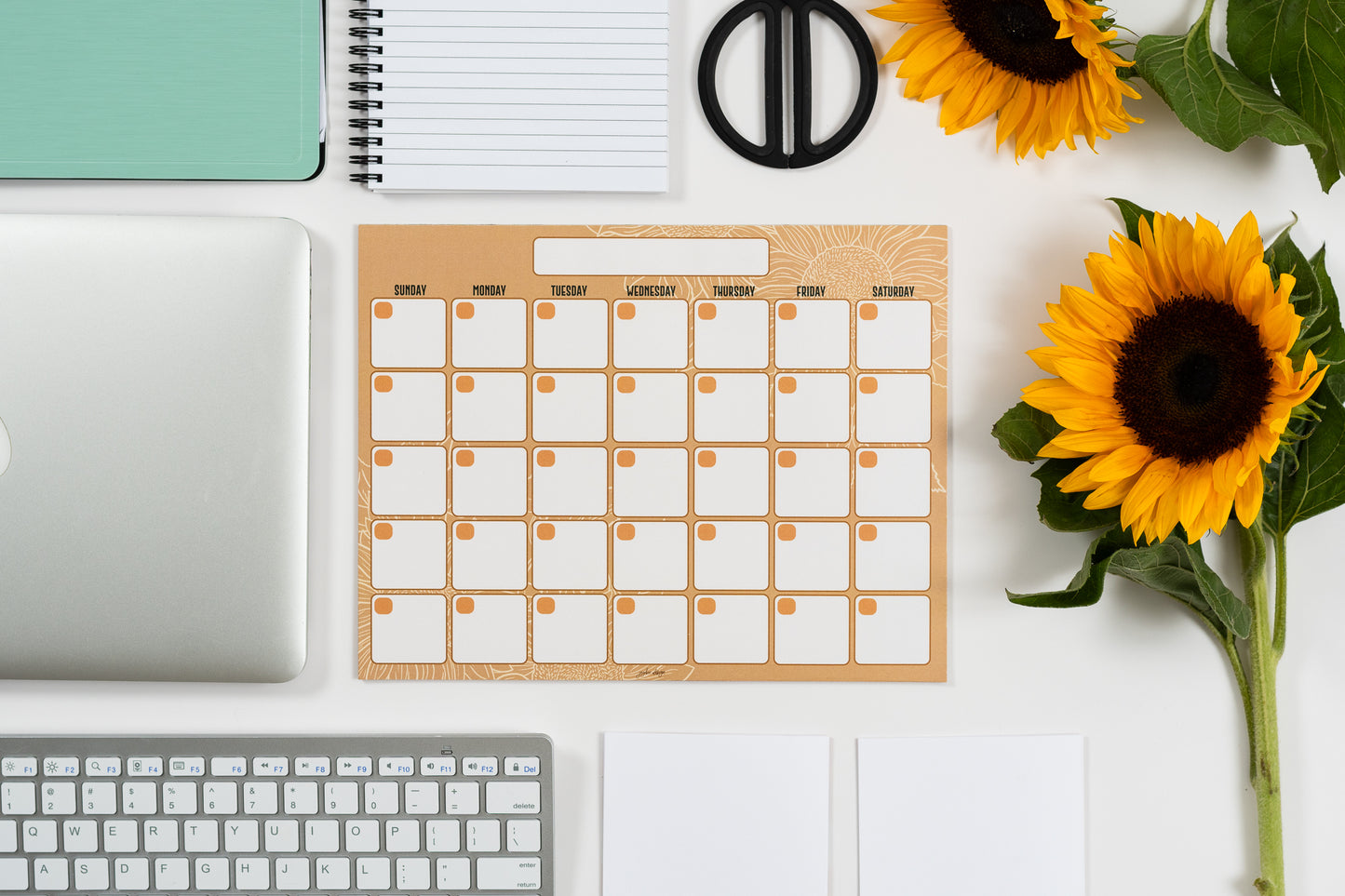 Golden Sunflower Monthly Planner - 15 Pages