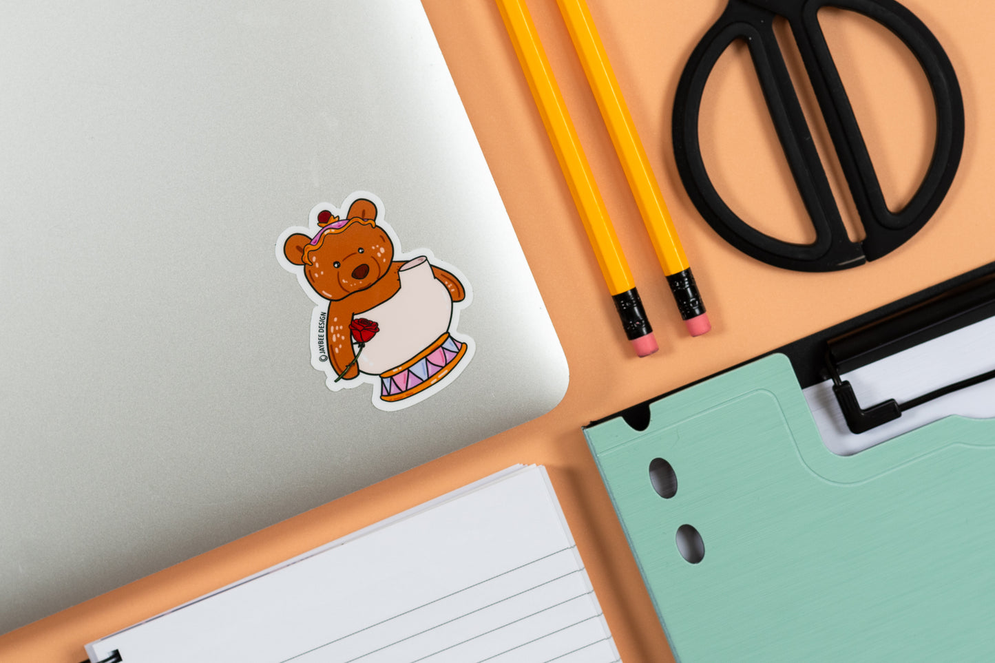 Belle Teapot Bear Vinyl Sticker