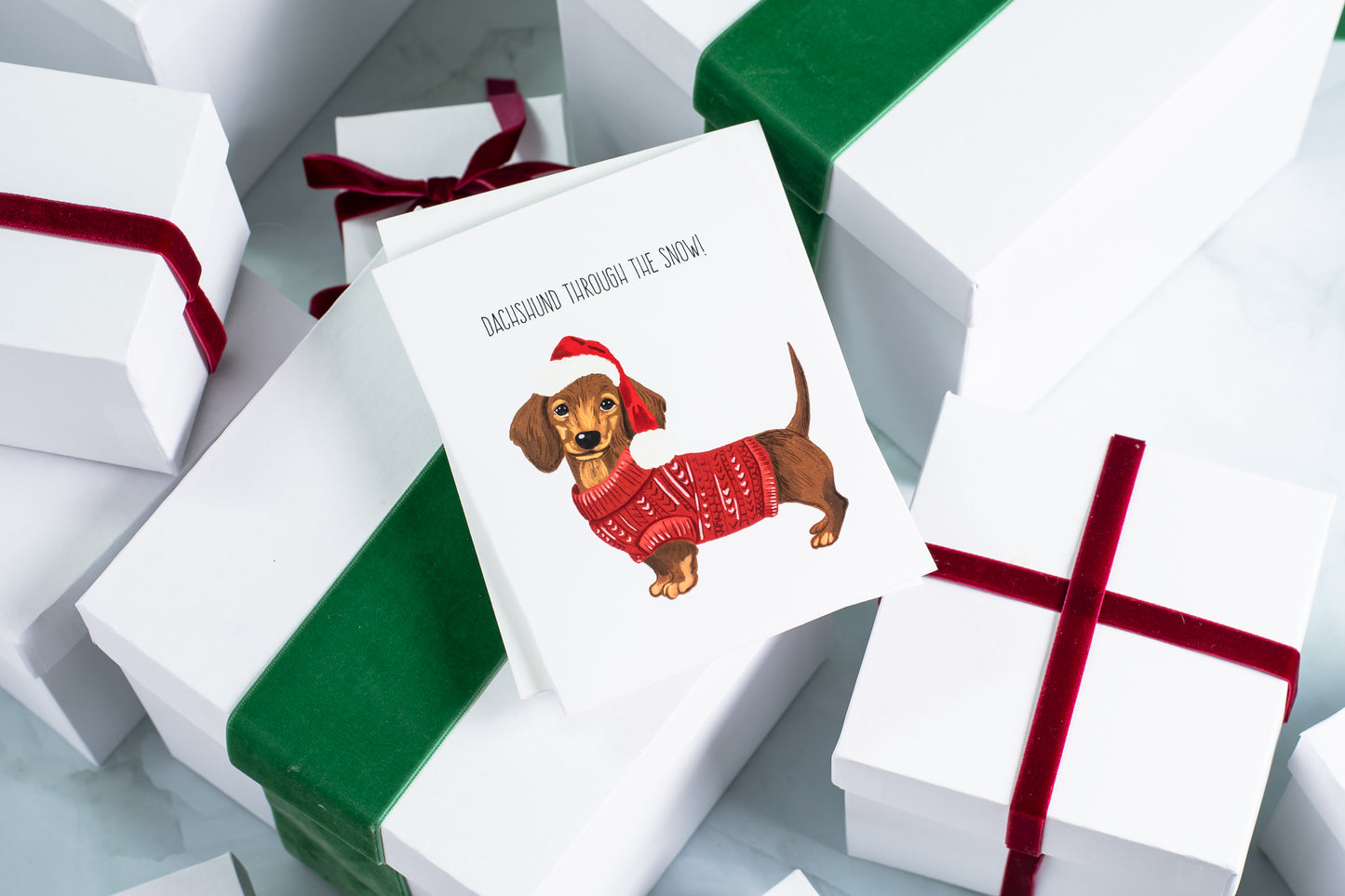 Dachshund Through The Snow - Greeting Card