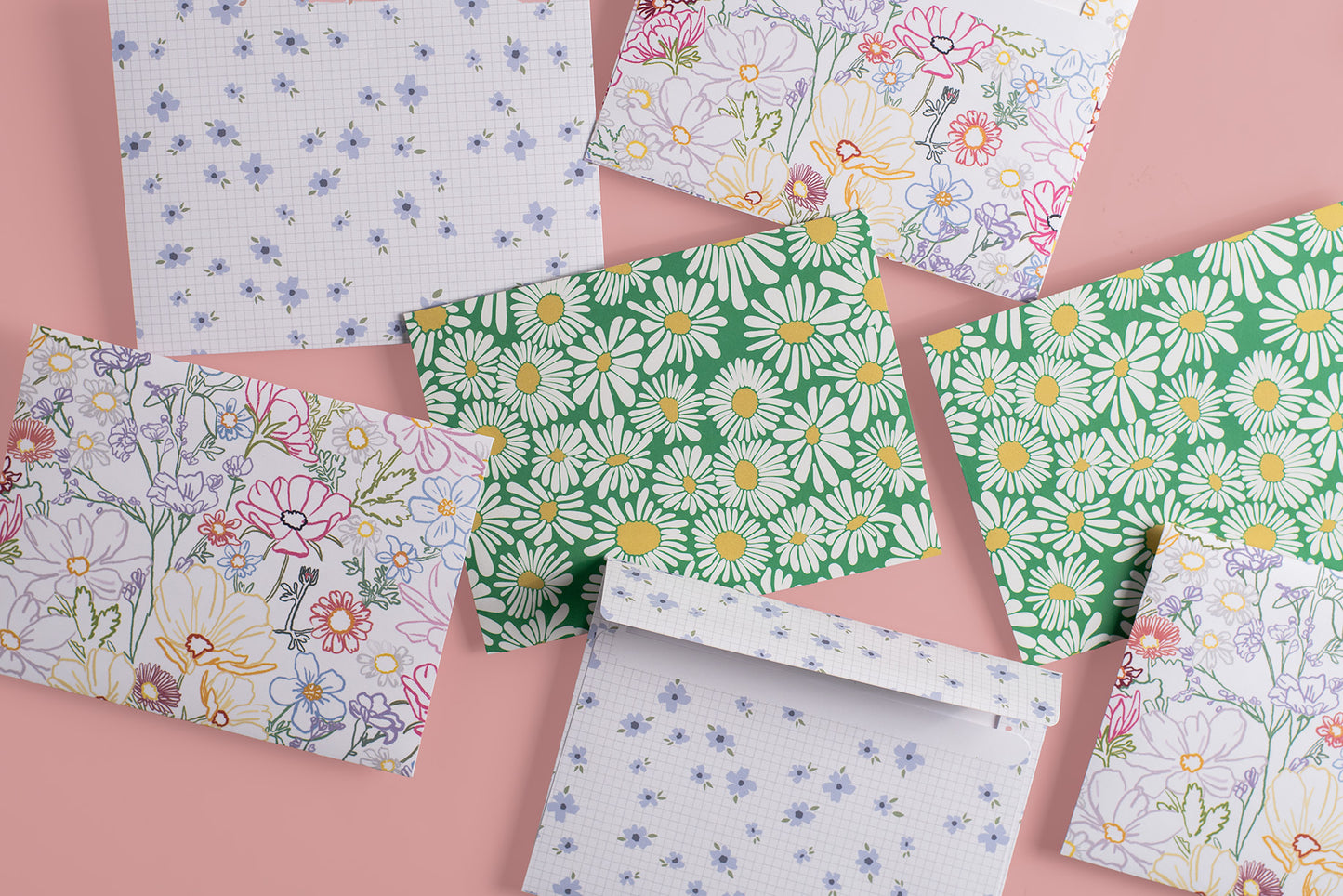 Green Daisies Pattern Envelope - 5 Pack