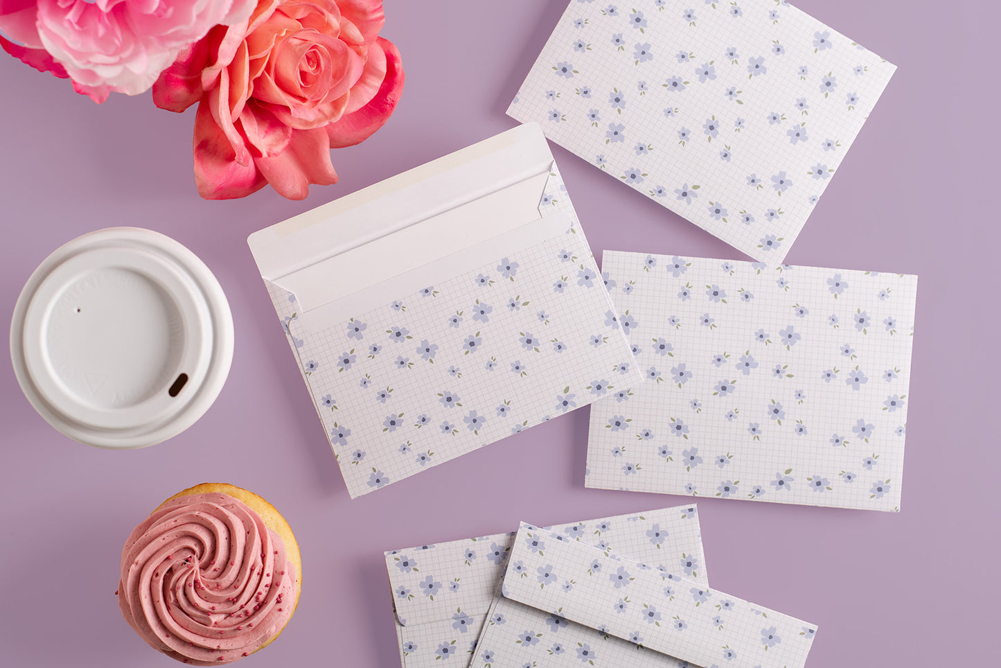 Purple Grid Pattern Envelope - 5 Pack