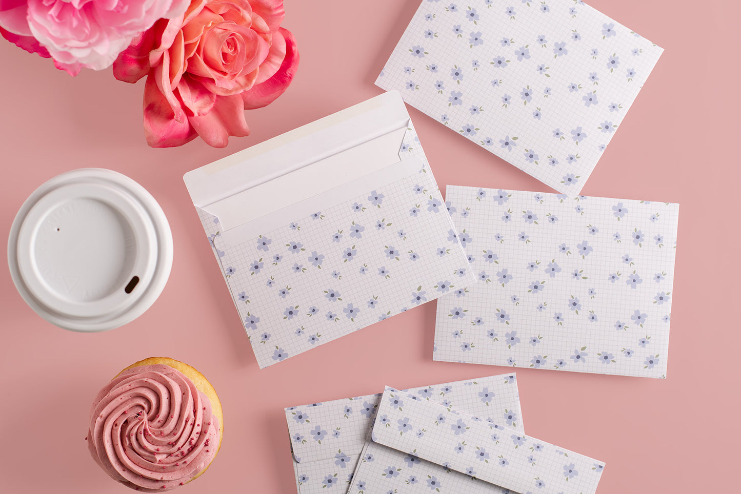 Purple Grid Pattern Envelope - 5 Pack