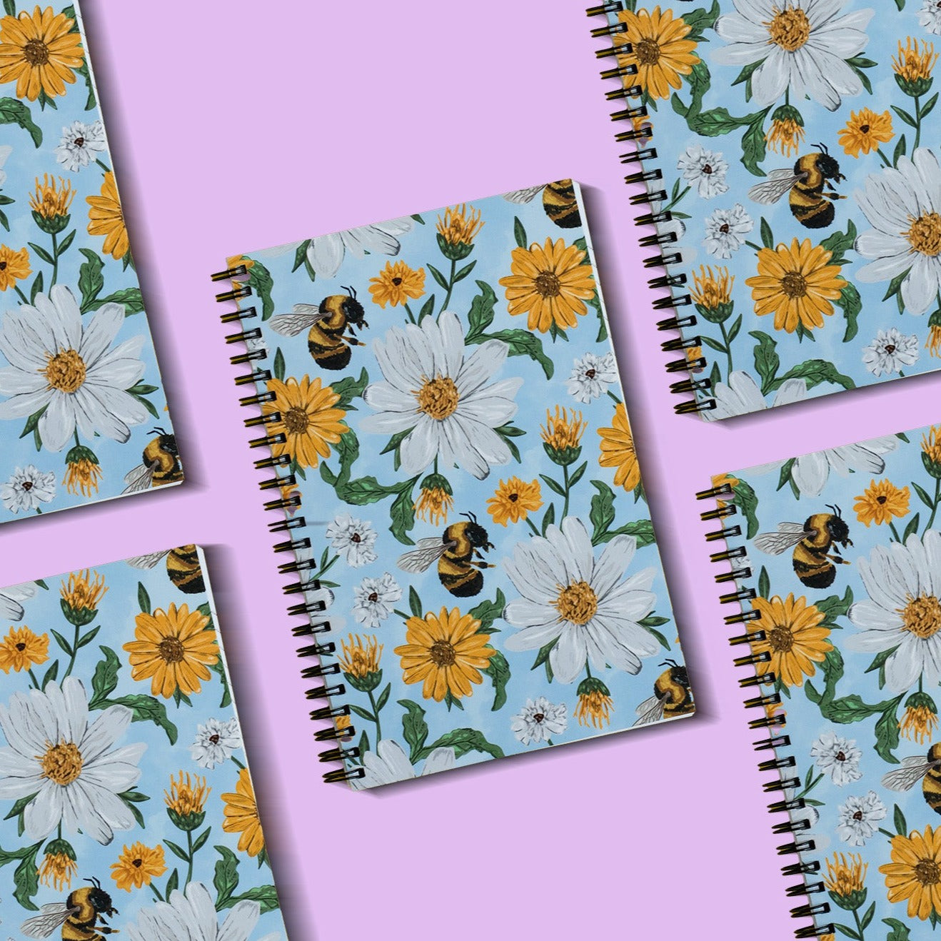 Blue Honeybee Floral Notebook