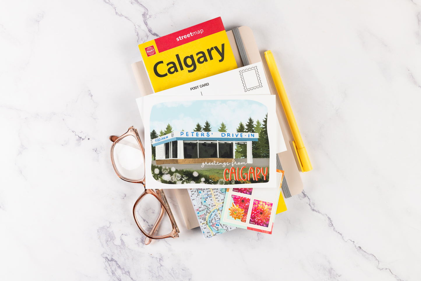 Greetings From Calgary (Peters Drive In) Postcard