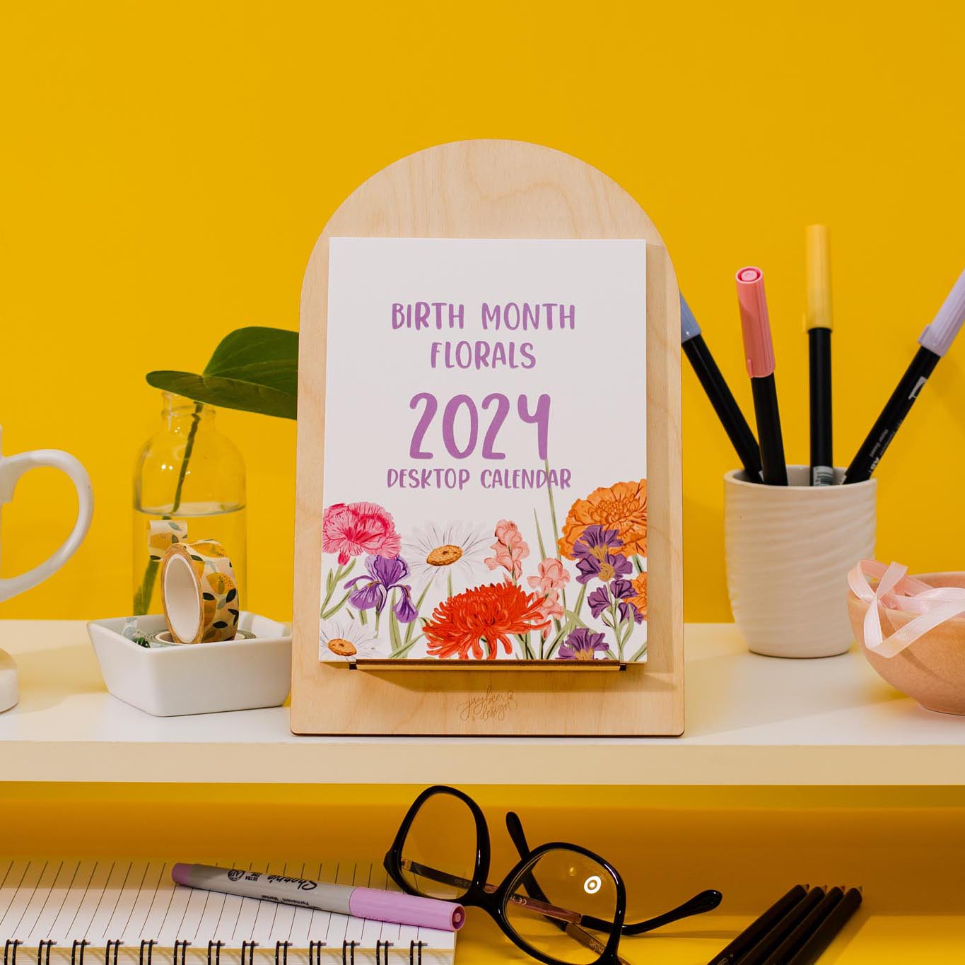Birth Month Floral 2024 Desktop Calendar