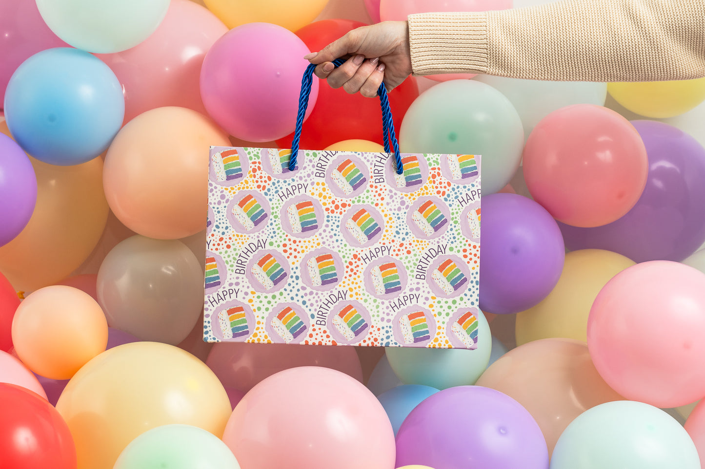 Rainbow Birthday Cake Pattern Gift Bag