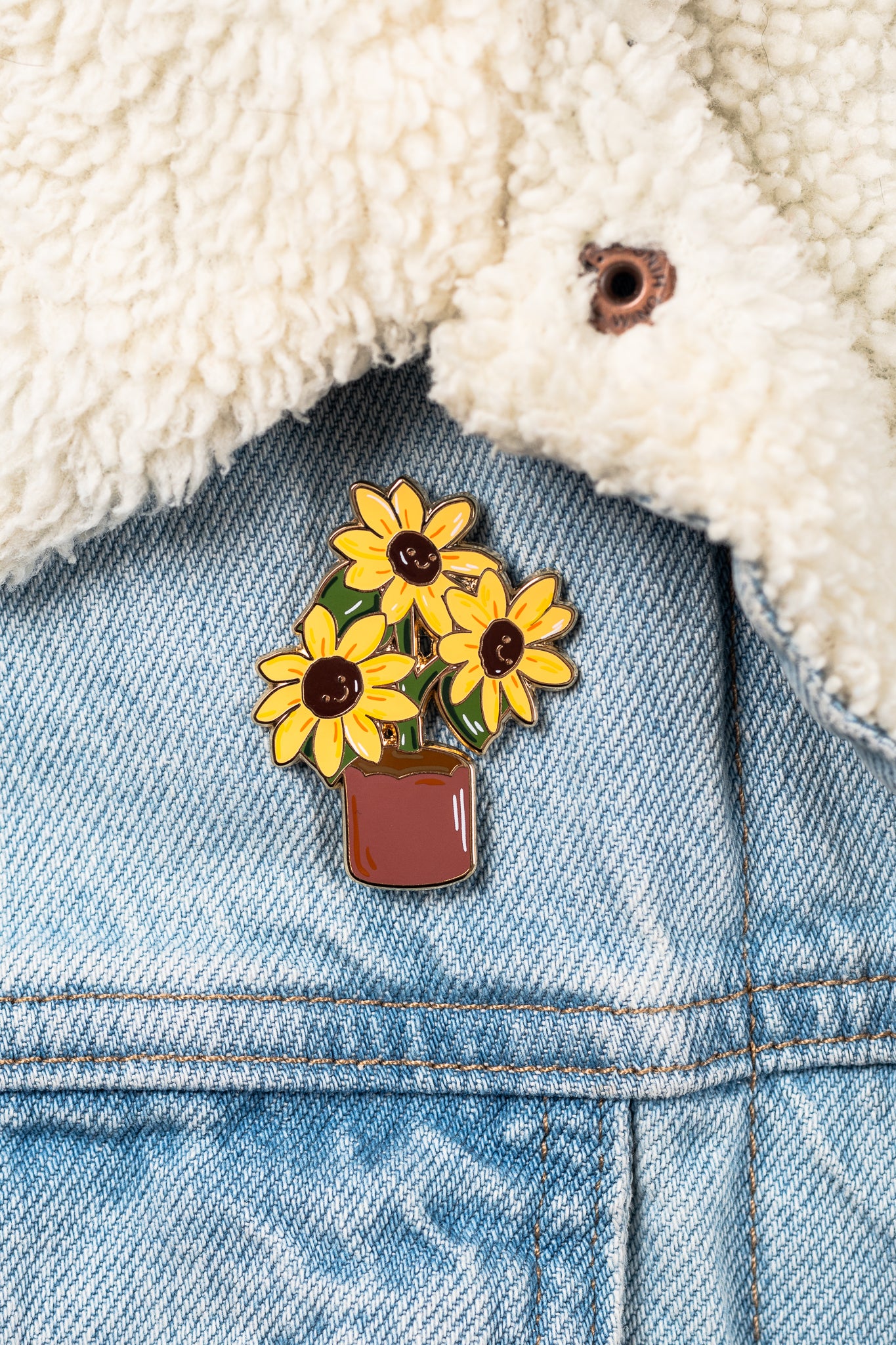Sunflower Pot Enamel Pin