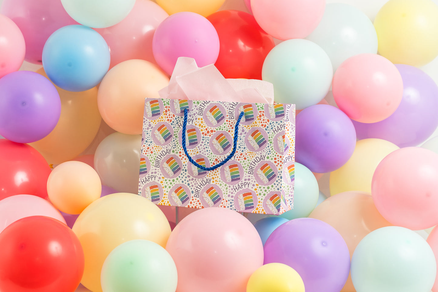 Rainbow Birthday Cake Pattern Gift Bag