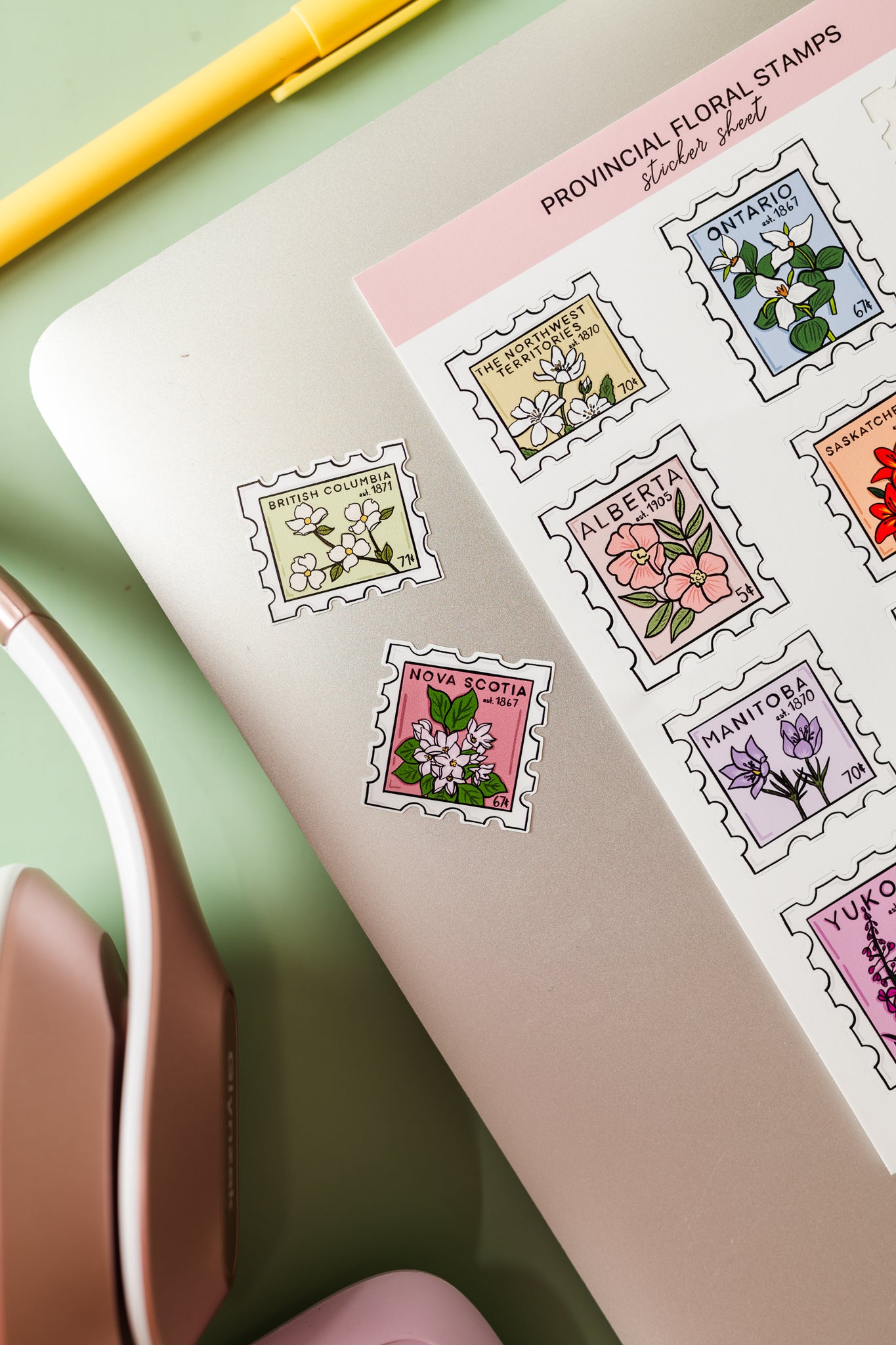 Provincial Floral Stamps Sticker Sheet