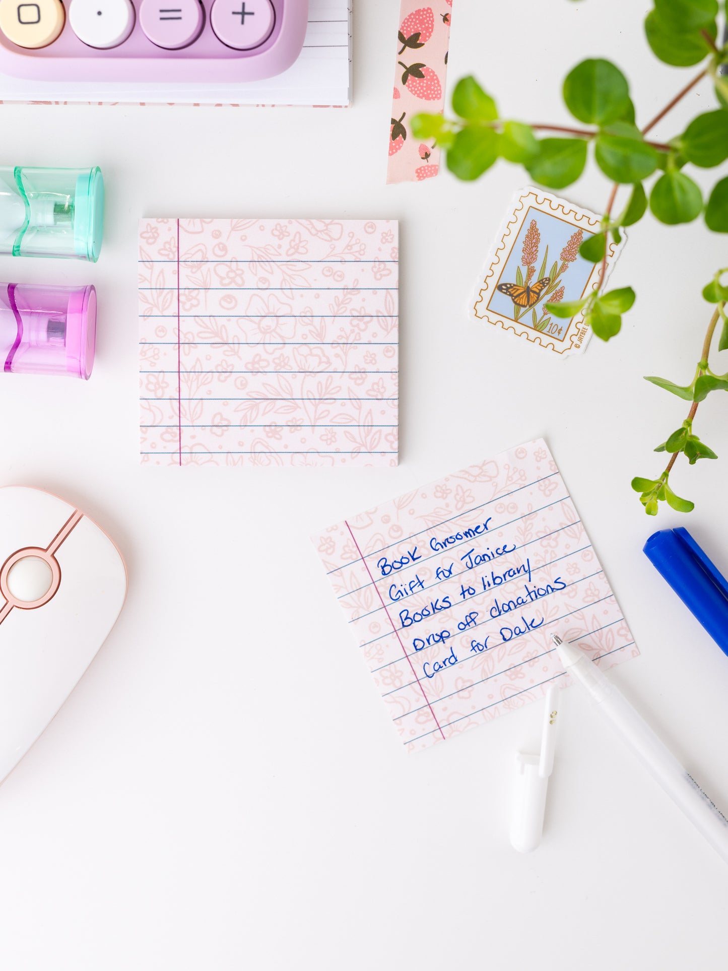 Pink Floral Sticky Notes