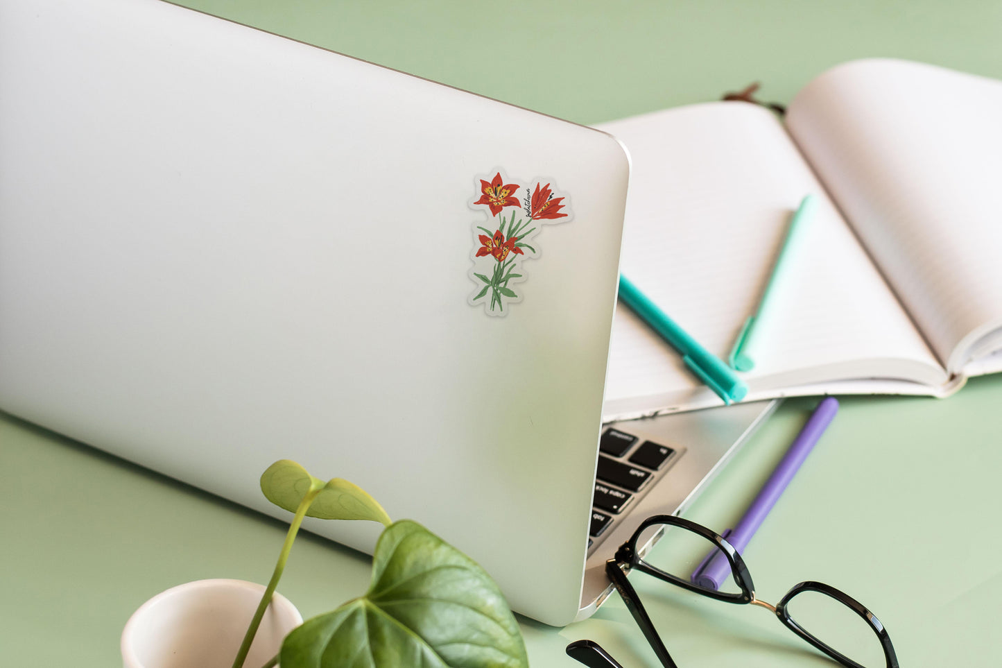 Saskatchewan Western Red Lily Clear Matte Sticker