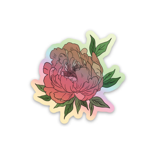 Peonies Holographic Sticker