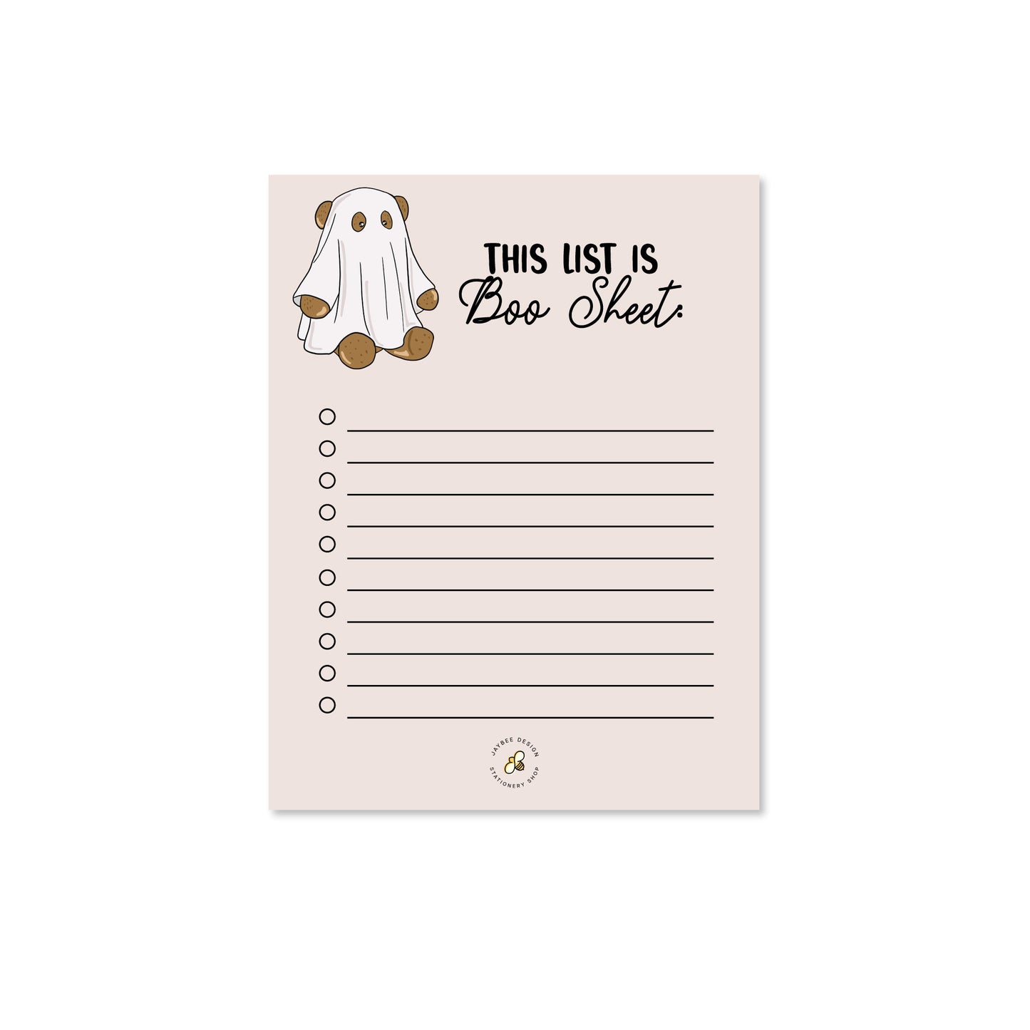 This List Is Boo Sheet Notepad