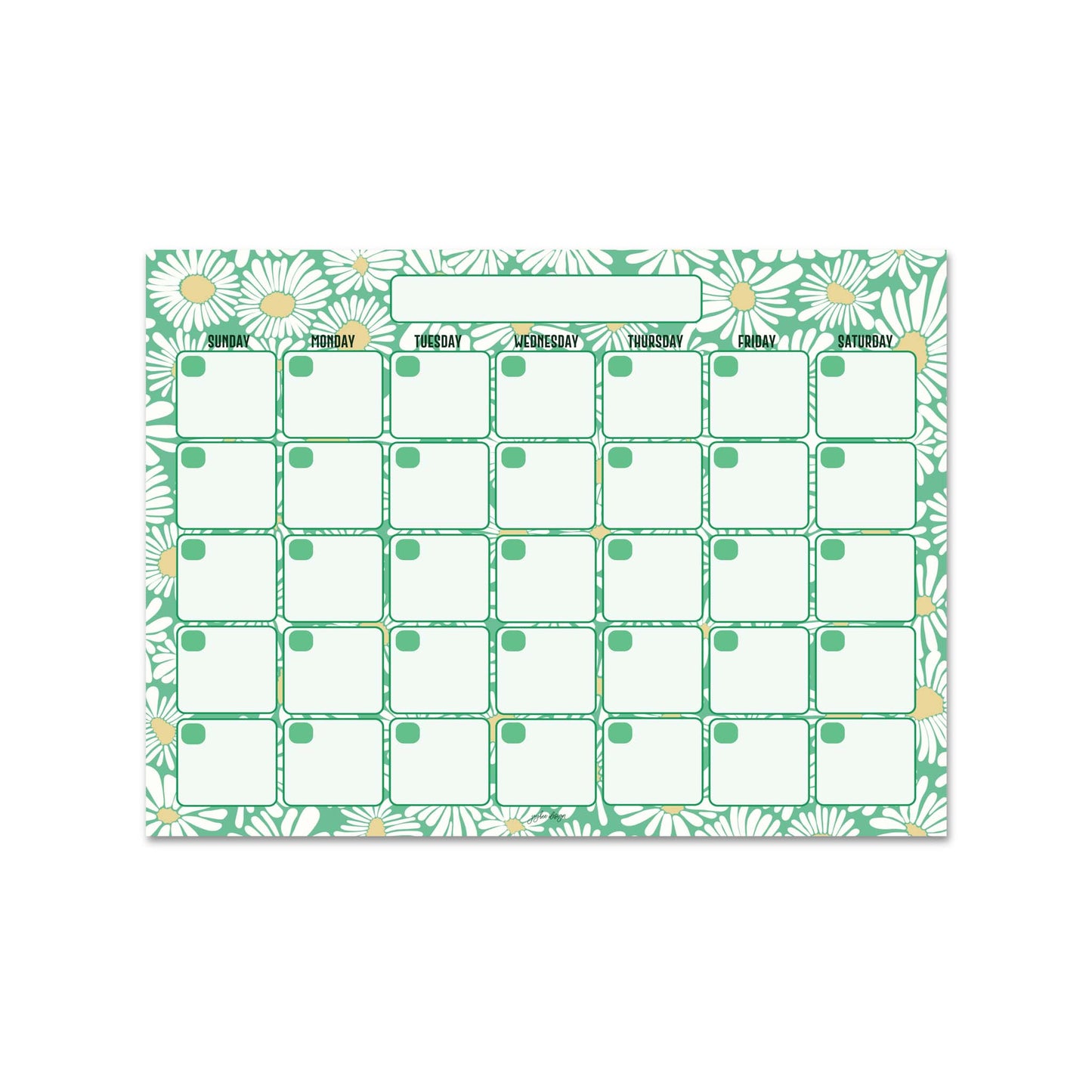Green Daisy Monthly Planner - 15 Pages