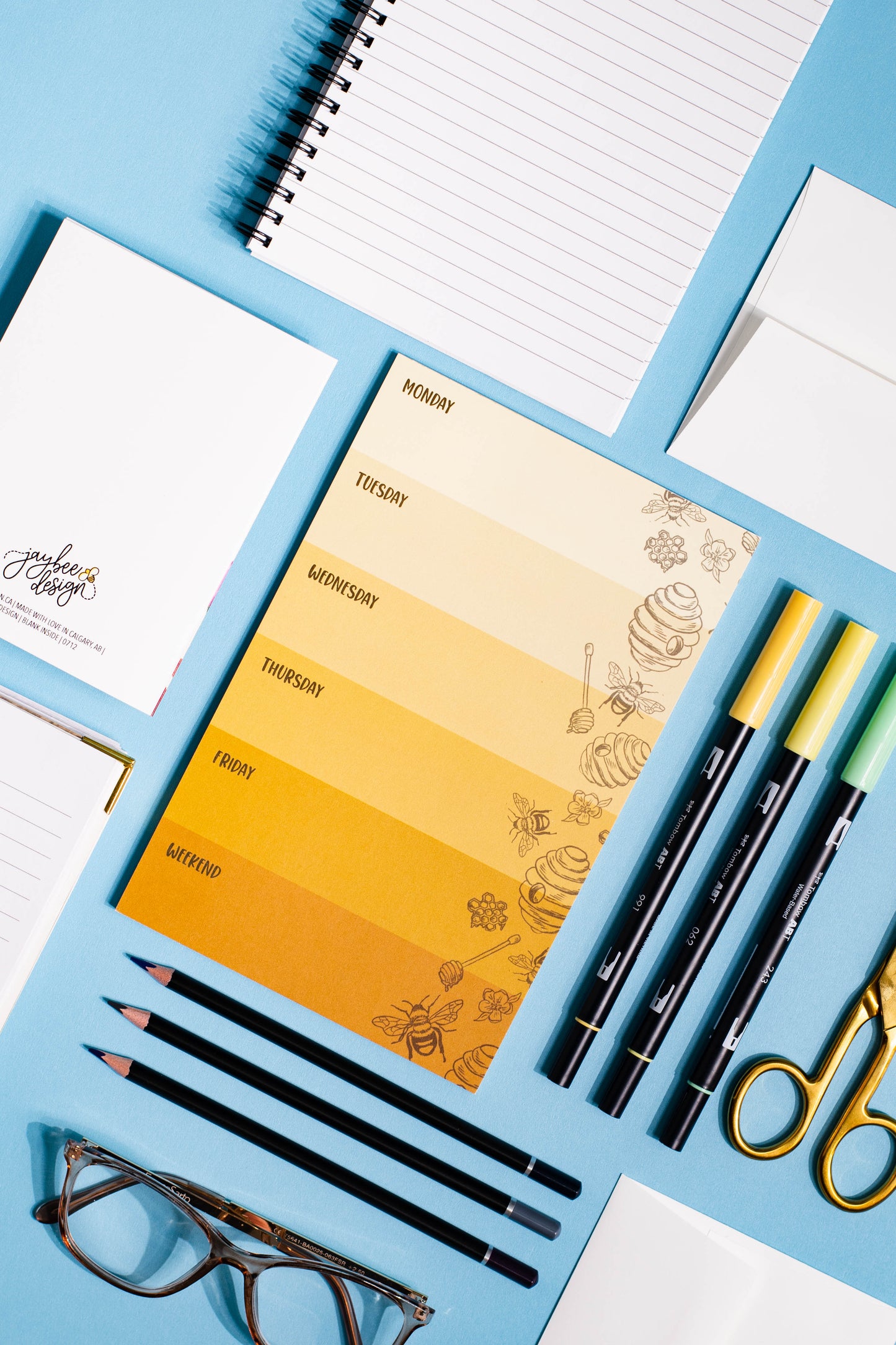 Weekly Planner - Colourblock Bees Notepad