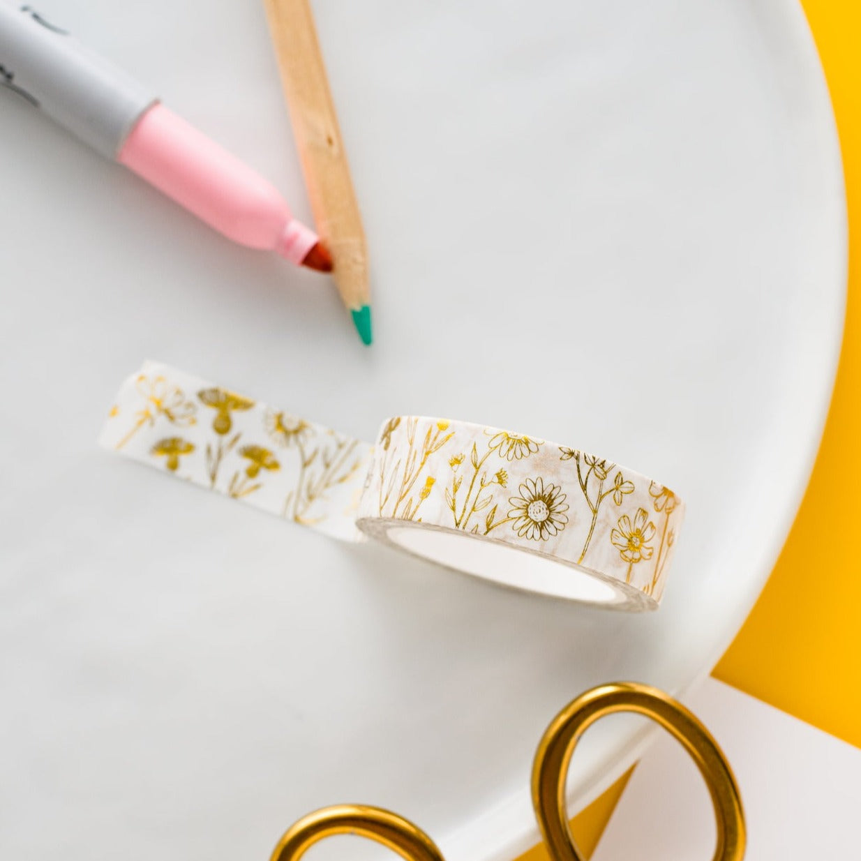 Gold Foil Floral Washi Tape