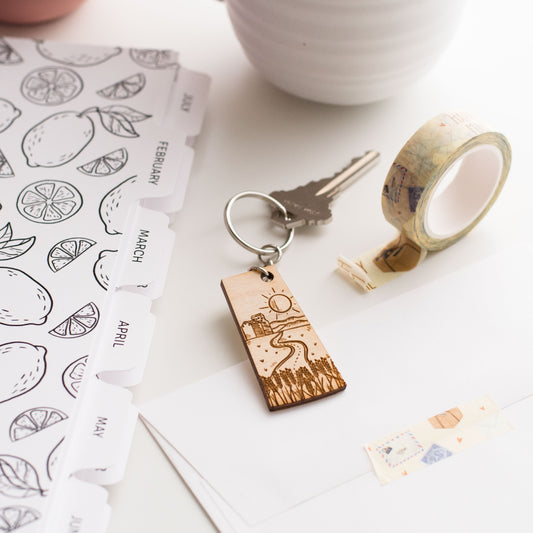 Wood Saskatchewan Keychain