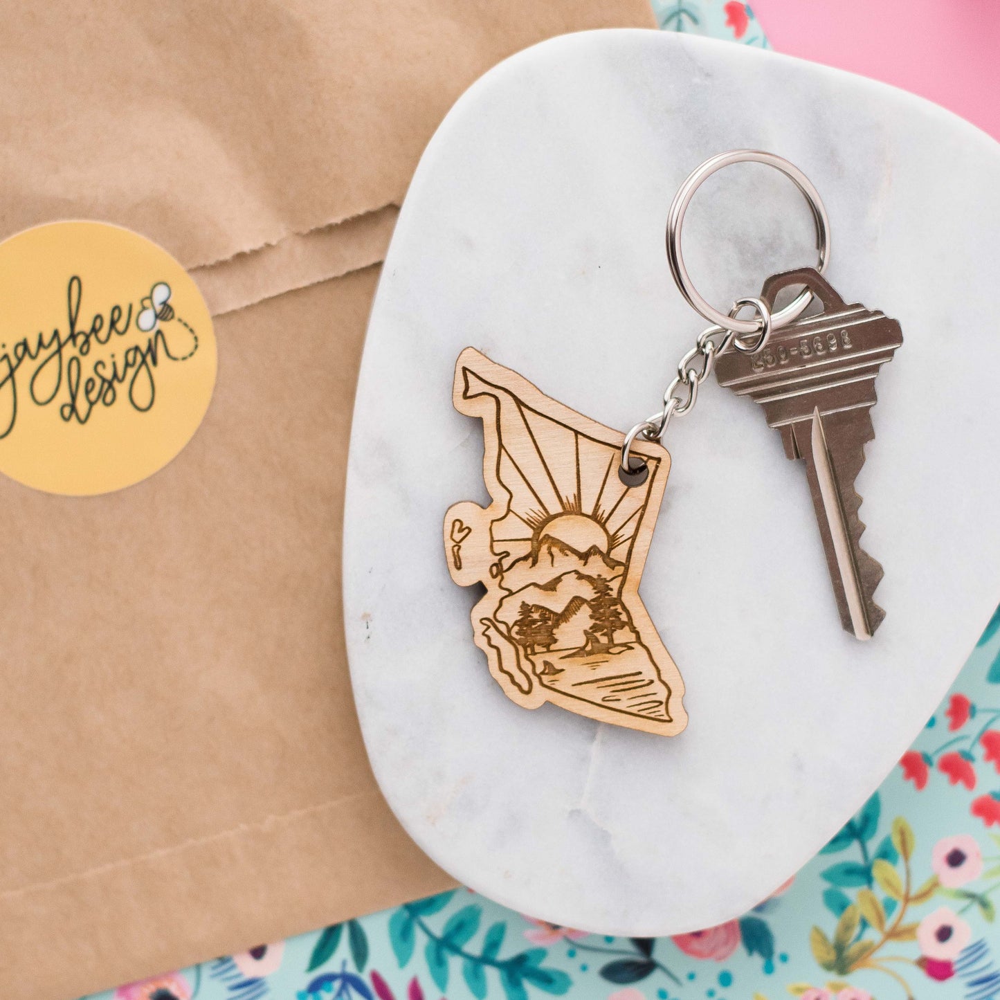 Wood British Columbia Keychain