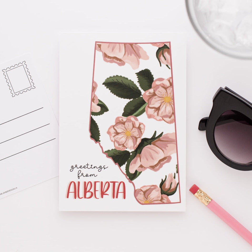 Greetings From Alberta (White) Postcard