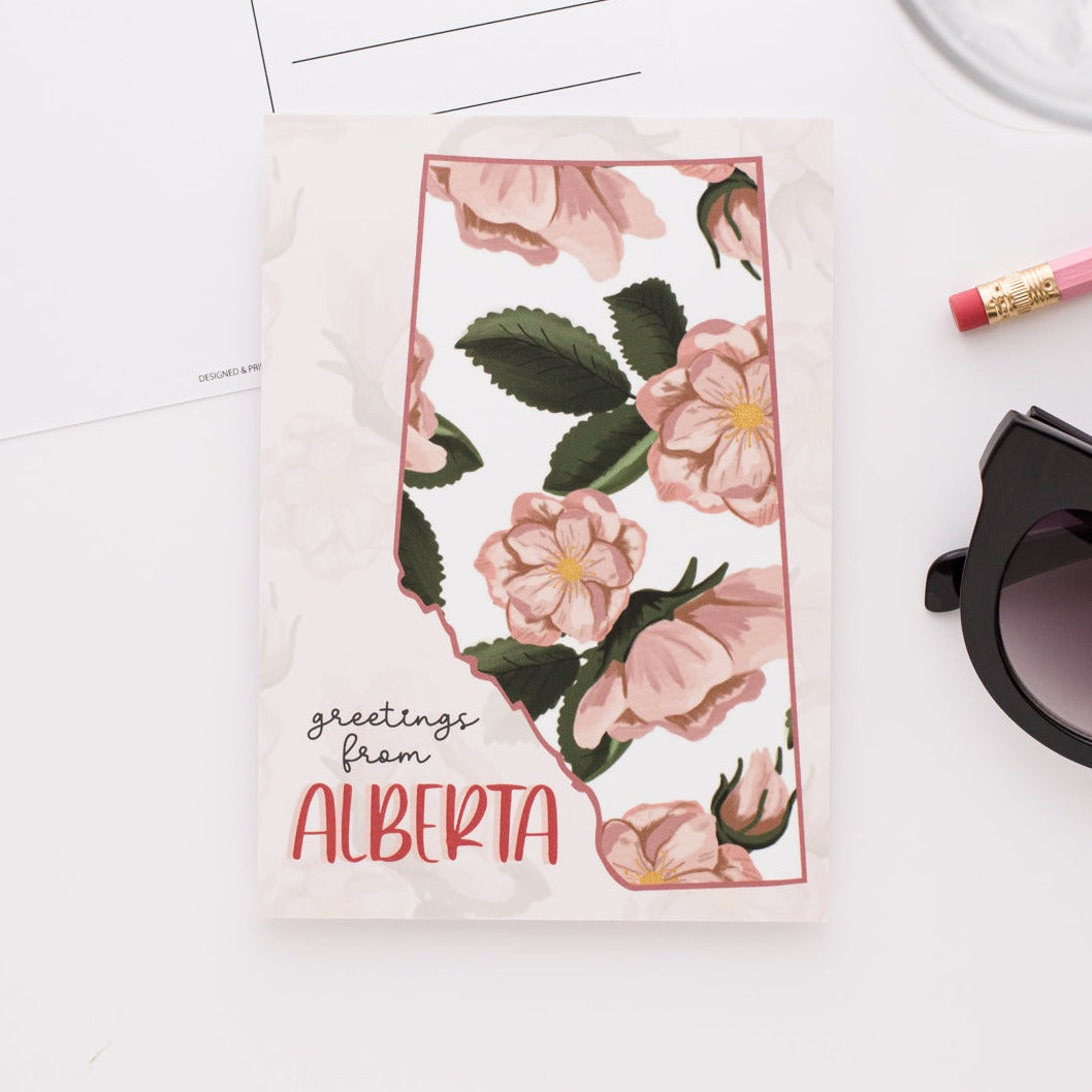 Greetings From Alberta (Pattern) Postcard