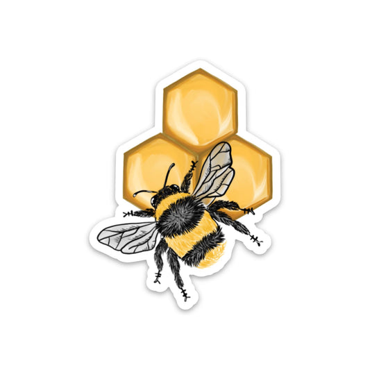 Bee & Honeycomb Matte Vinyl Sticker