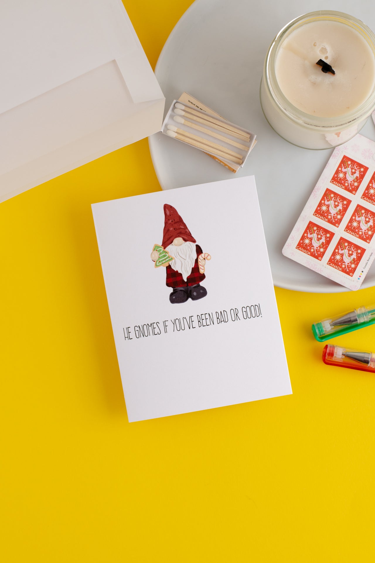 He Gnomes If You've Been Bad Or Good - Greeting Card