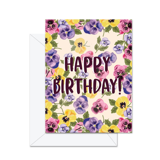 Happy Birthday (Pansies) - Greeting Card