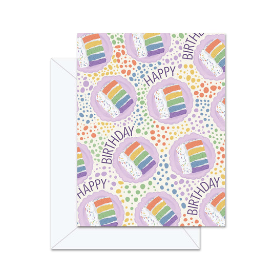 Happy Birthday Rainbow Cake Pattern - Greeting Card