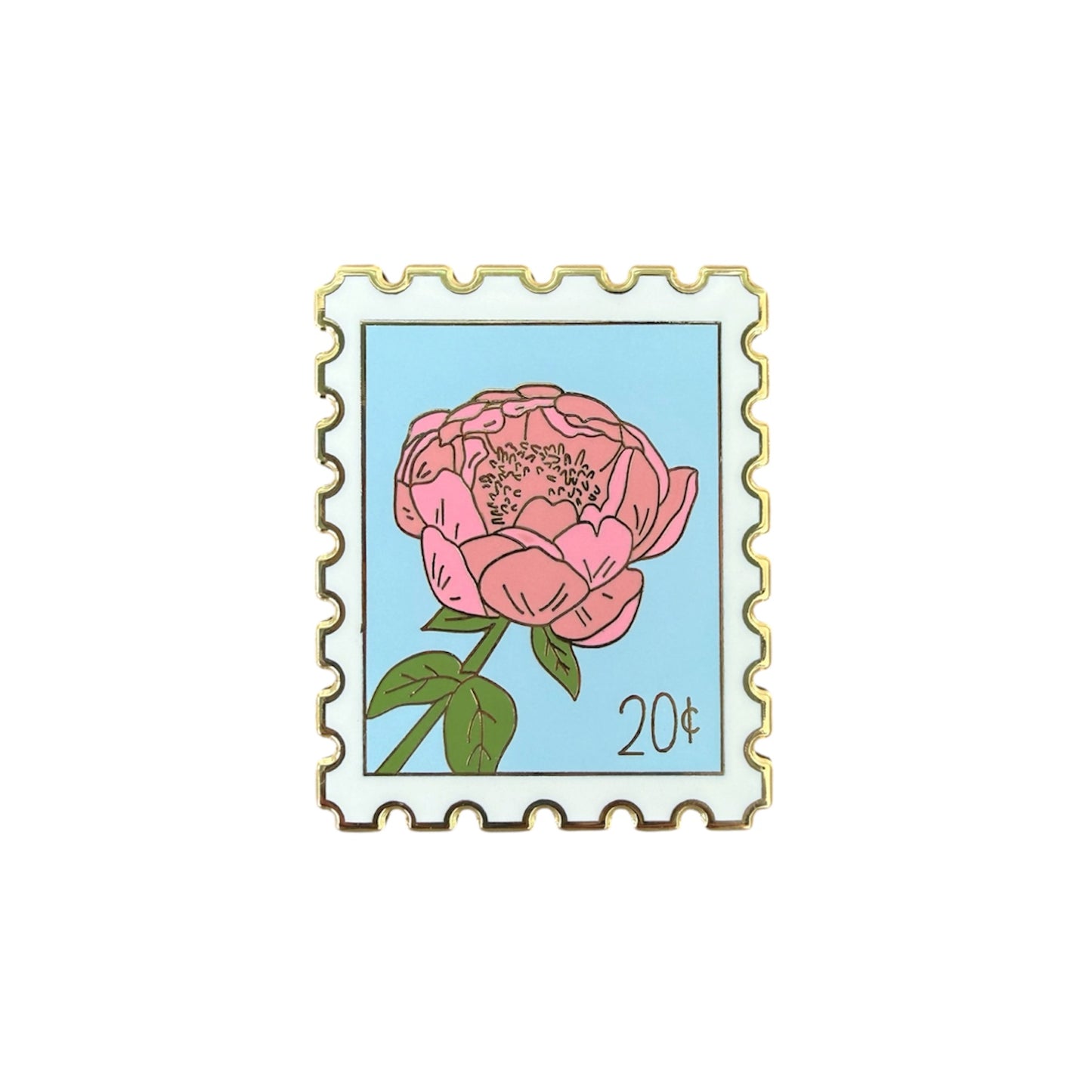 Peonies Stamp Enamel Pin