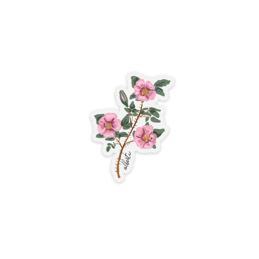 Alberta Wild Rose Clear Matte Sticker