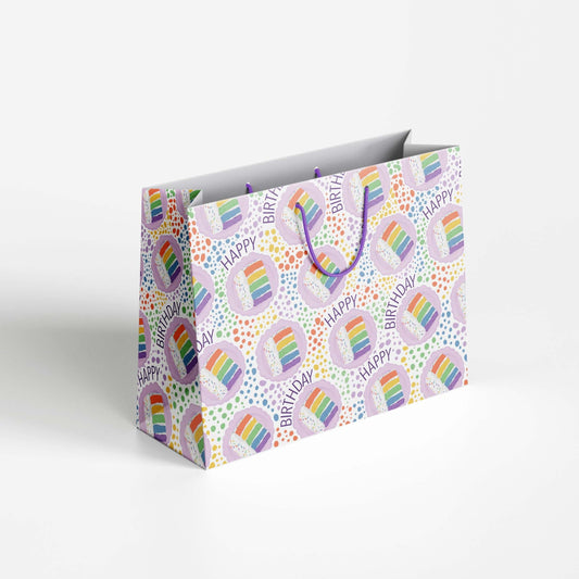 Rainbow Birthday Cake Pattern Gift Bag