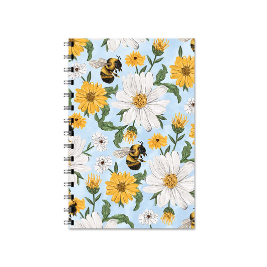 Blue Honeybee Floral Notebook