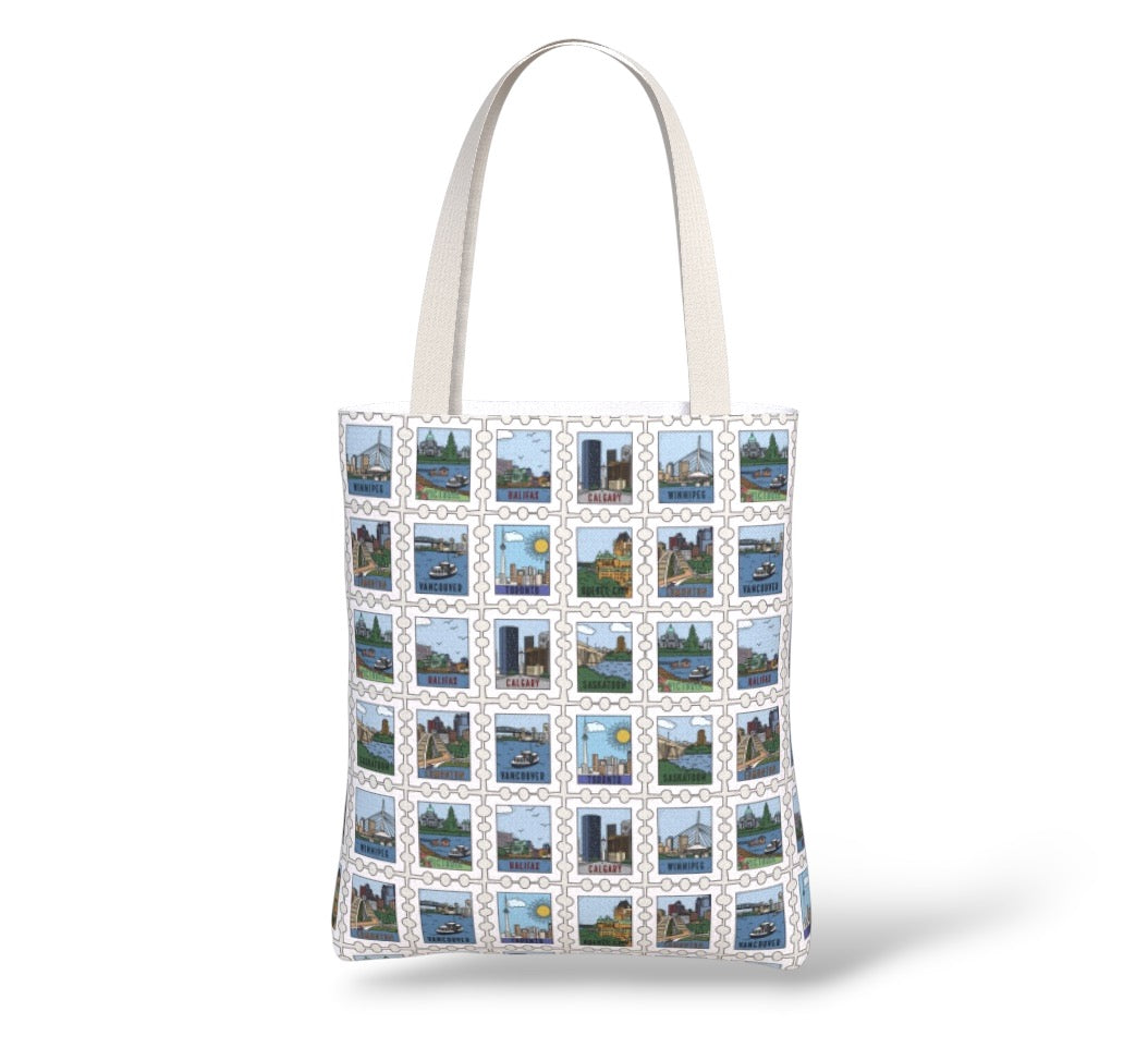 City Postage Stamp Tote Bag