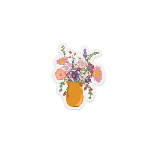 Floral Vase Clear Matte Sticker