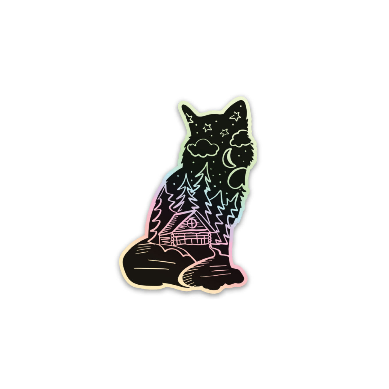 Outdoorsy Fox Holographic Sticker