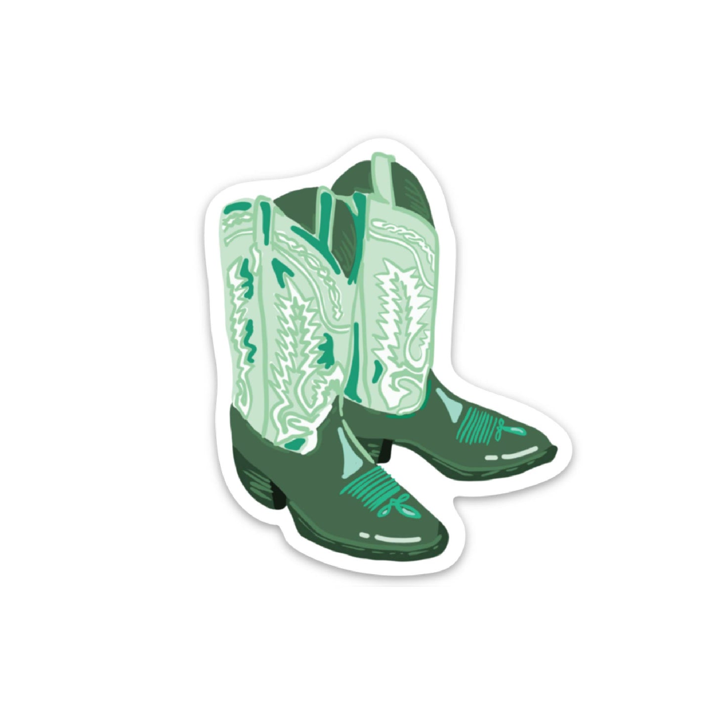 Green Cowboy Boot Matte Sticker