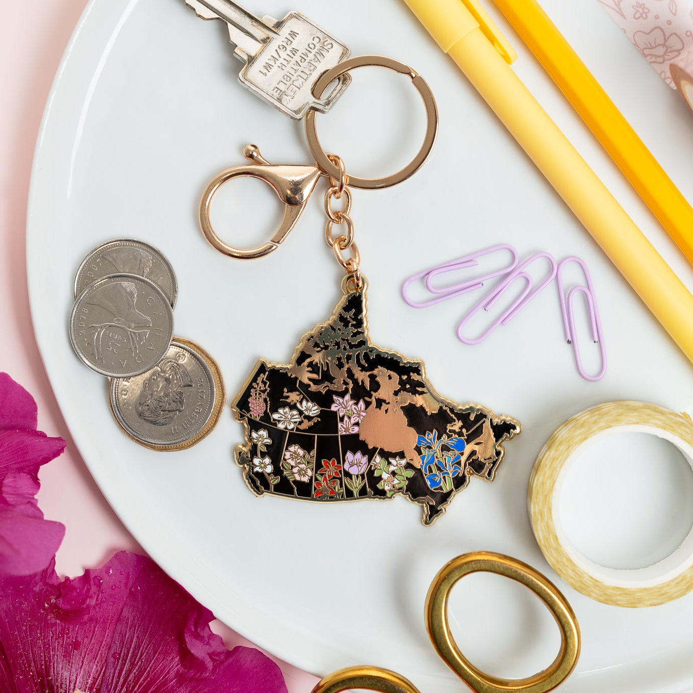 Canada Floral Keychain
