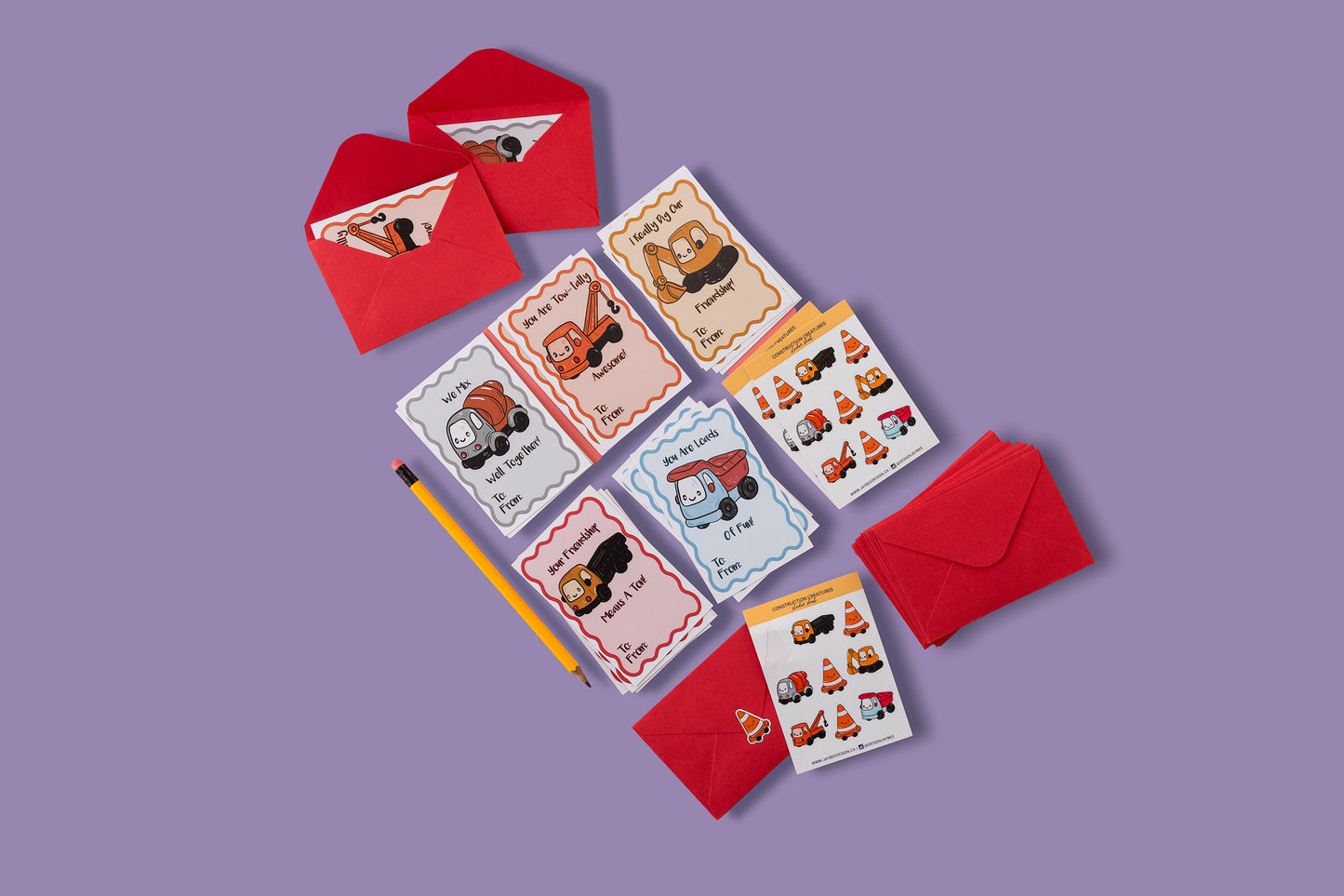 Construction Valentine Set - Card Set
