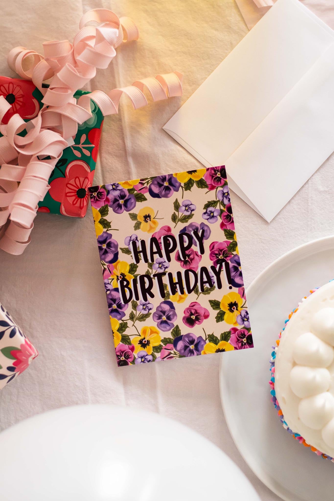 Happy Birthday (Pansies) - Greeting Card
