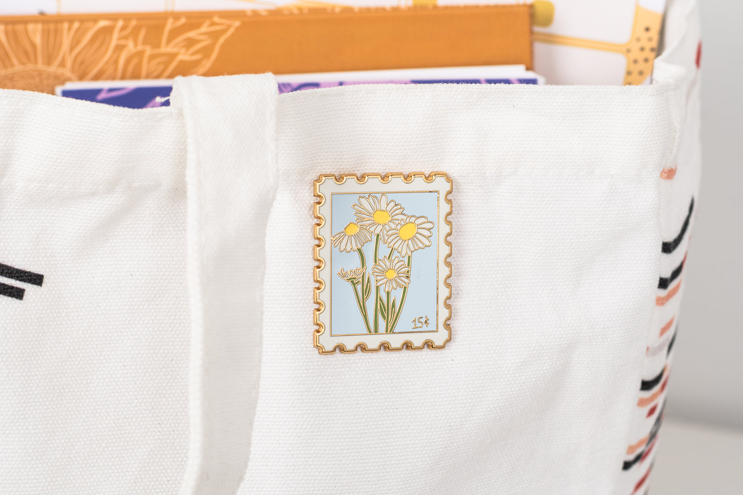 Daisy Postage Stamp Enamel Pin